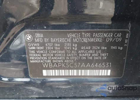 2010 BMW 328I xDrive из США, поврежденный, VIN WBAPK5C57AA646531